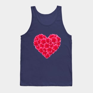 Red Flower Heart Made of Pink (Dianthus Pumarius) Blooms Tank Top